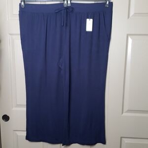 NWT Yerra & Sky Women's Dark Navy Blue Wide-Leg Knit Pants Size 5X~ 32W-34W